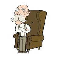 cartoon old man and chair N4