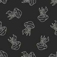 Jellyfish doodle seamless pattern background N4