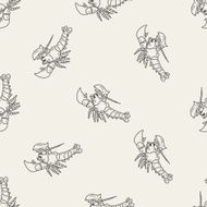 Lobster doodle seamless pattern background N4