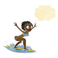 cartoon surfer girl with thought bubble N21