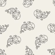 Mermaid doodle seamless pattern background N4