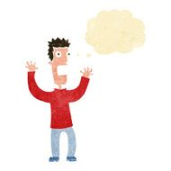 cartoon terrified man with thought bubble N250