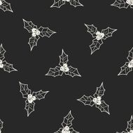 Poinsettia doodle drawing seamless pattern background N3