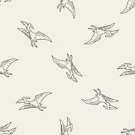Pterodactyl dinosaur doodle seamless pattern background N4