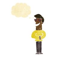 cartoon grinning man wearing sunglasses with thought bubble N7