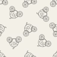 Pumpkin carriage doodle seamless pattern background