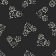 Pumpkin carriage doodle seamless pattern background N2