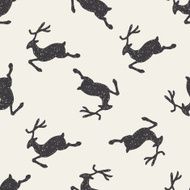 reindeer doodle seamless pattern background N3