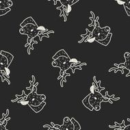 reindeer doodle seamless pattern background N4