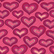 Pink doodle pattern with hearts