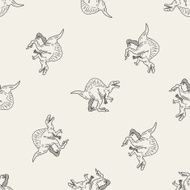 Spinosaurus dinosaur doodle seamless pattern background N2