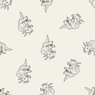 Triceratops dinosaur doodle seamless pattern background N4