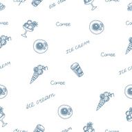 ice cream line draw vector seamless sketch pattern N2