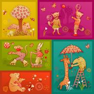 young doodle animals having fun N2