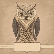 Card with abstract owl