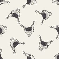 winter hat doodle seamless pattern background N8