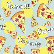Doodle style pizza seamless vector background