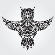 Ornamental hand-drawn owl N2
