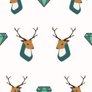 Seamless vector pattern with deers and diamonds