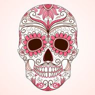 Day of The Dead colorful Skull with floral ornament N5