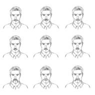 Vector Set of Sketch Mens Faces with Mustaches