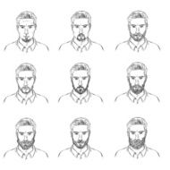 Vector Set of Sketch Mens Faces with Beards