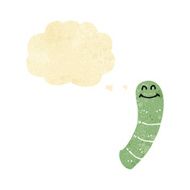 cartoon worm with thought bubble N17