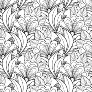 Vector Seamless Monochrome Floral Pattern N250