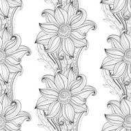 Vector Seamless Monochrome Floral Pattern N251