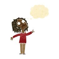cartoon curious woman with thought bubble N61