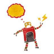 cartoon robot with thought bubble N216