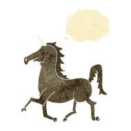 cartoon unicorn with thought bubble N51