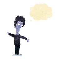 cartoon vampire man with thought bubble N130