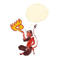 cartoon traditional devil with thought bubble N10