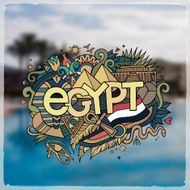 Egypt hand lettering and doodles elements background N3