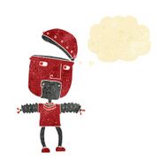 funny cartoon robot with open head thought bubble N11