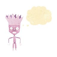 funny cartoon robot wearing crown with thought bubble N4