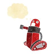 cartoon tank robot with thought bubble N11