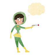 cartoon sci fi girl with thought bubble N9