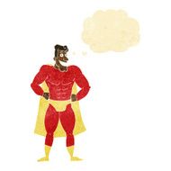 cartoon superhero with thought bubble N31