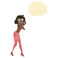 cartoon surprised woman with thought bubble N272