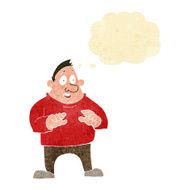 cartoon excited overweight man with thought bubble N11