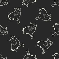 Easter egg and chicken doodle seamless pattern background