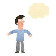 cartoon man shrugging shoulders with thought bubble N41