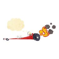 cartoon drag racer with thought bubble N11