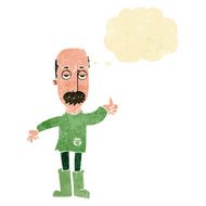 cartoon annoyed old man with thought bubble N77