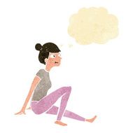 cartoon woman sitting with thought bubble N20
