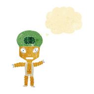 cartoon future robot with thought bubble N11