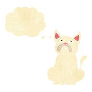 cartoon grumpy little dog with thought bubble N11
