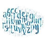 Colorful watercolor aquarelle font type handwritten hand drawn doodle abc N7